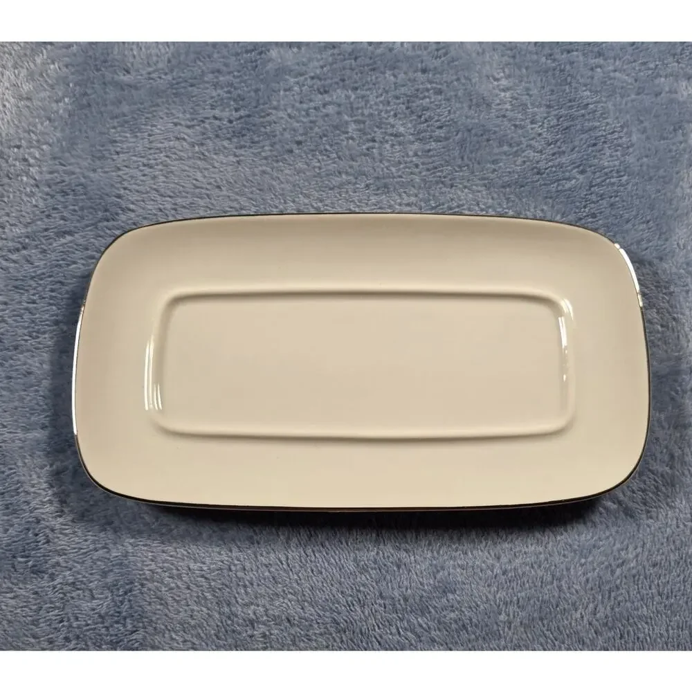 Vintage Diane Japan Fine Porcelain Covered Butter Dish Blue Floral Silver Trim